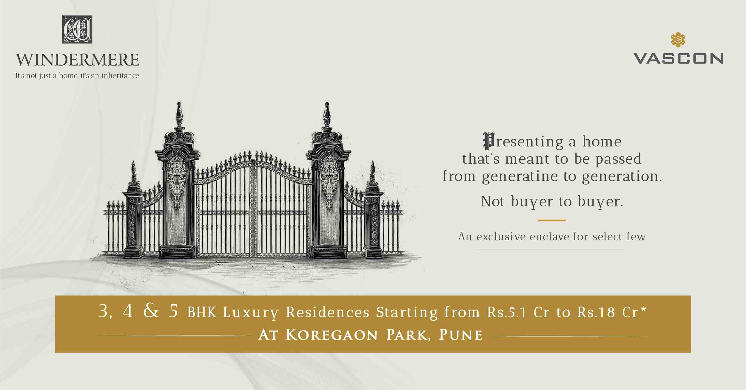 Vascon Windermere presents luxury residences starting at Rs. 5.1 cr. to 18 cr. in Pune